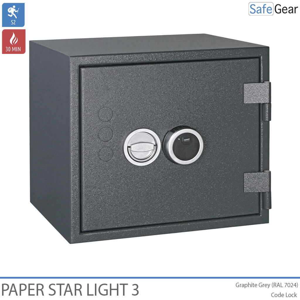 Paper Star Light 3 Sejf ognioodporny – 5 segregatorów – Klasa odporności na włamanie S2 / odporność ogniowa 30 min