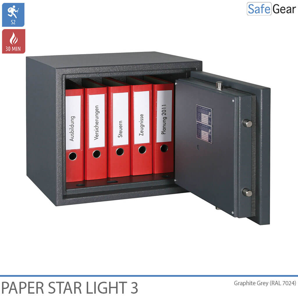 Paper Star Light 3 Sejf ognioodporny – 5 segregatorów – Klasa odporności na włamanie S2 / odporność ogniowa 30 min