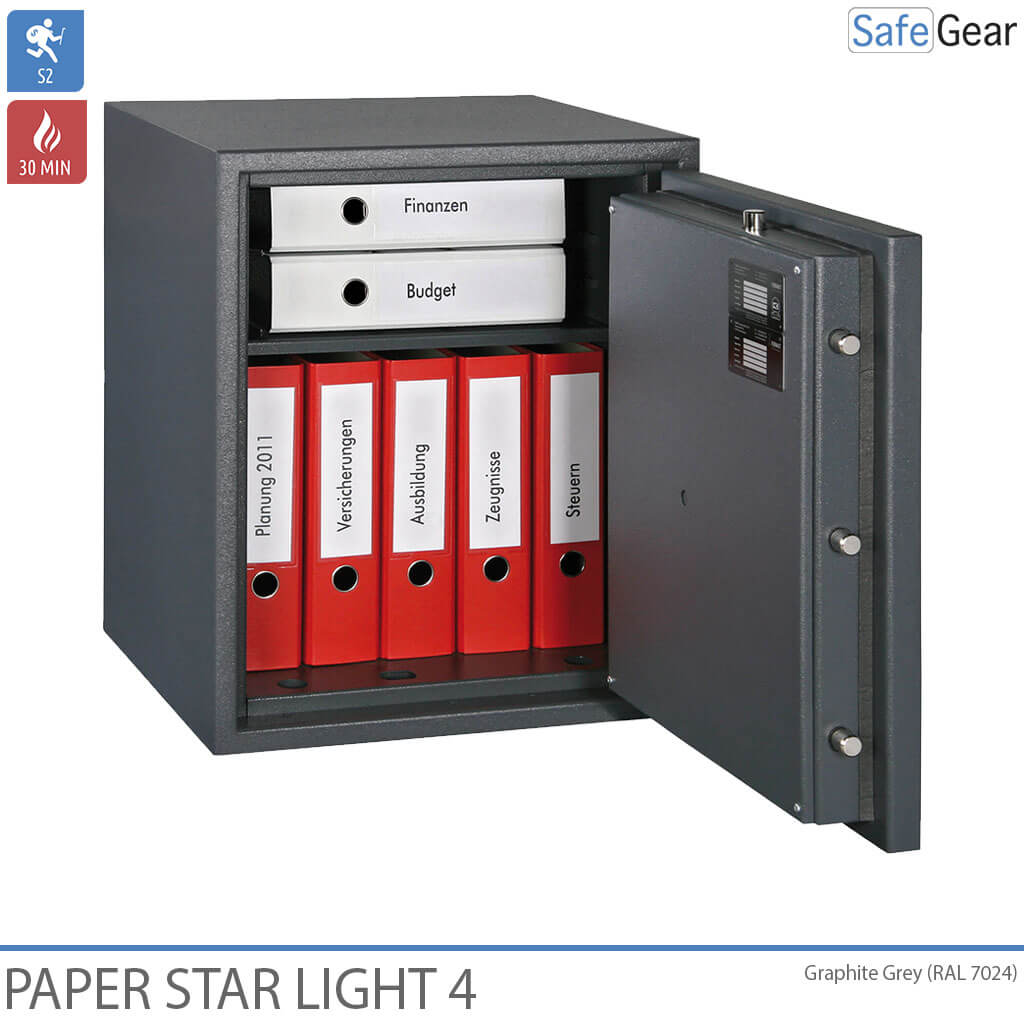 Paper Star Light 4 Sejf ognioodporny – 7 segregatorów – Klasa odporności na włamanie S2 / test odporności ogniowej 30 min