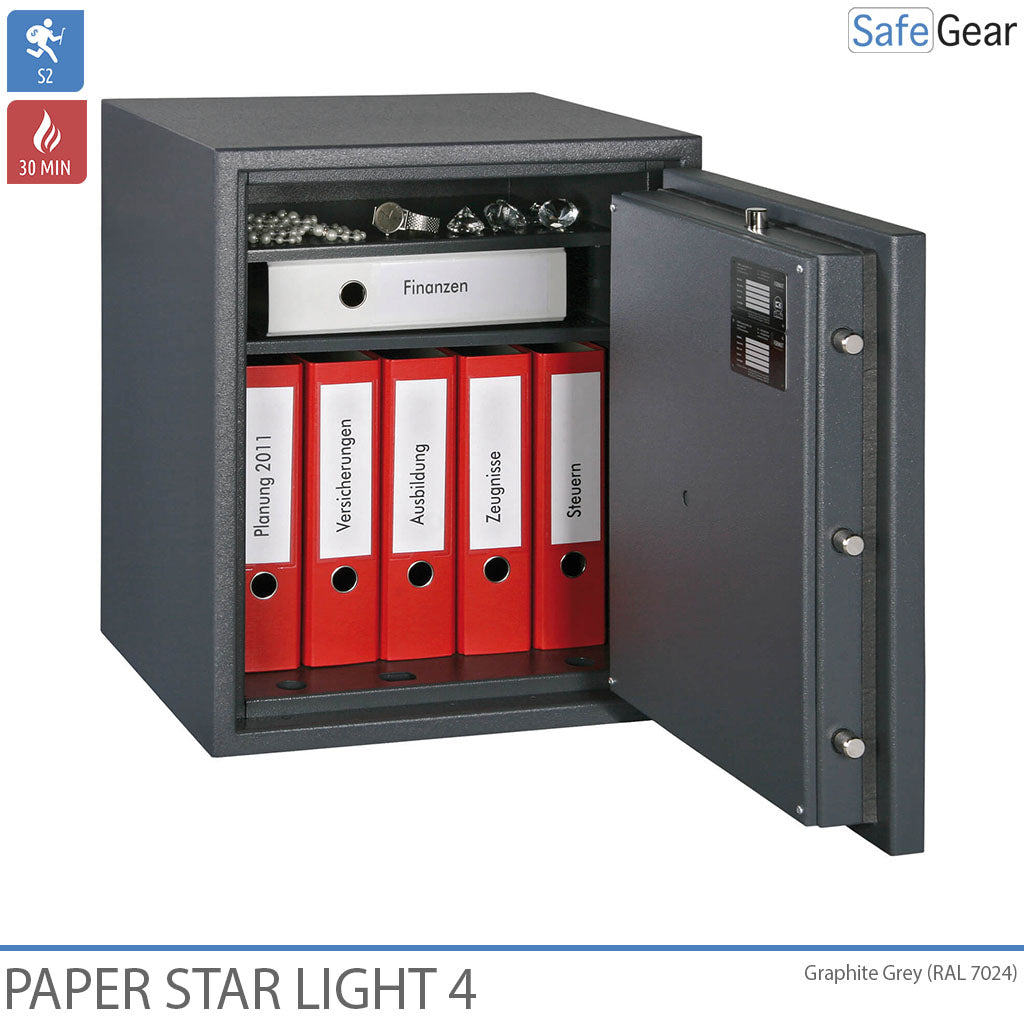 Paper Star Light 4 Sejf ognioodporny – 7 segregatorów – Klasa odporności na włamanie S2 / test odporności ogniowej 30 min