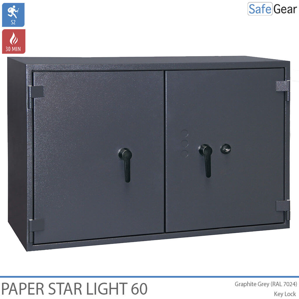 Paper Star Light 60 Sejf na dokumenty – 28 segregatorów – Test antywłamaniowy S2 / Test ognioodporności 30 min