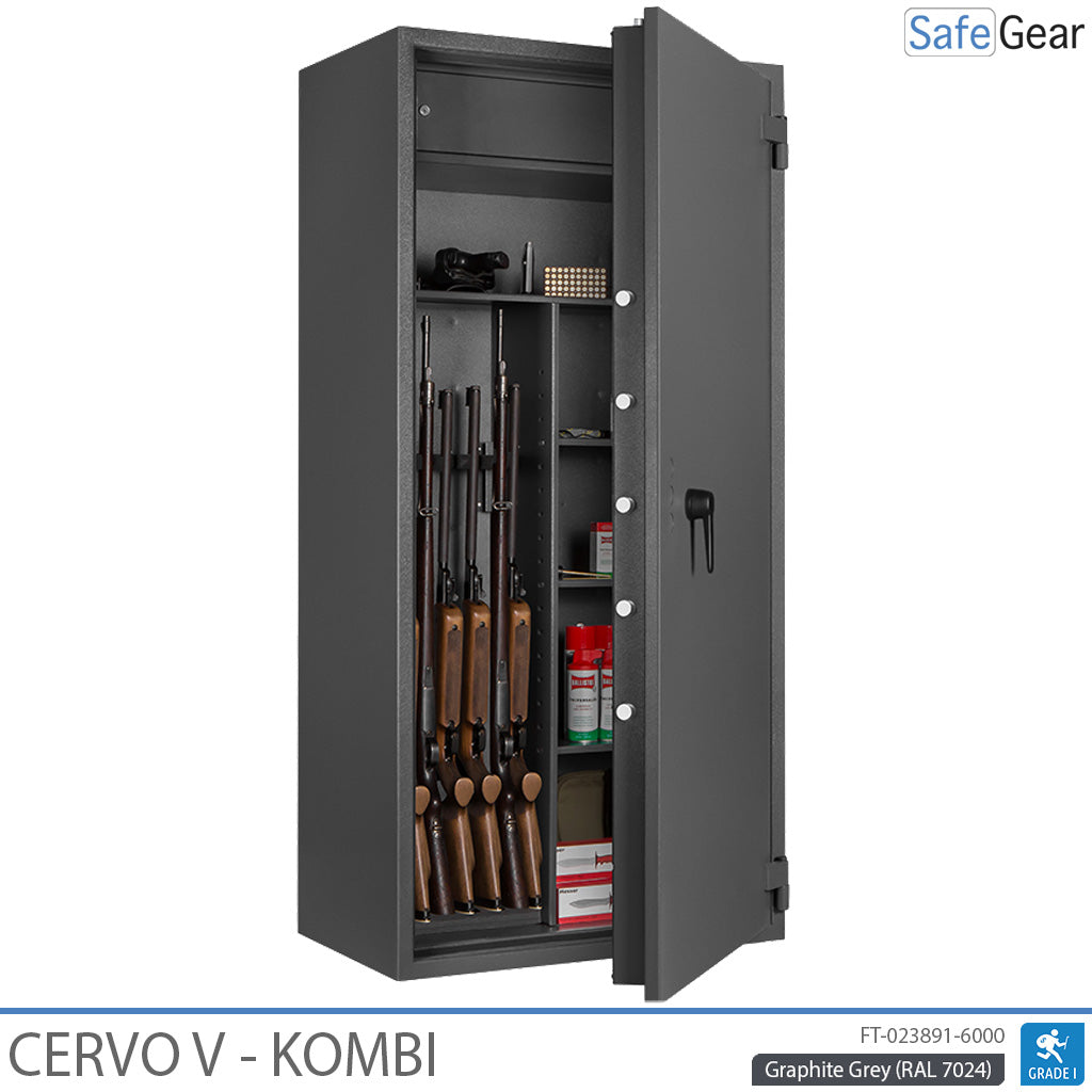 Cervo V Combi – szafa na broń – (7 karabinów) – Klasa 1 w teście odporności na włamanie