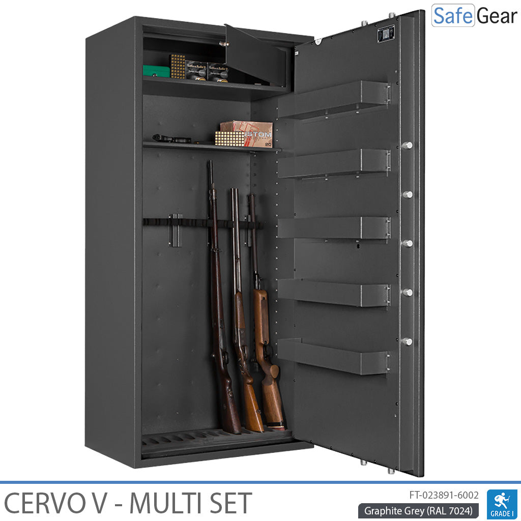 Cervo V Multi Set – szafa na broń – (14 karabinów) – Klasa 1 w teście odporności na włamanie